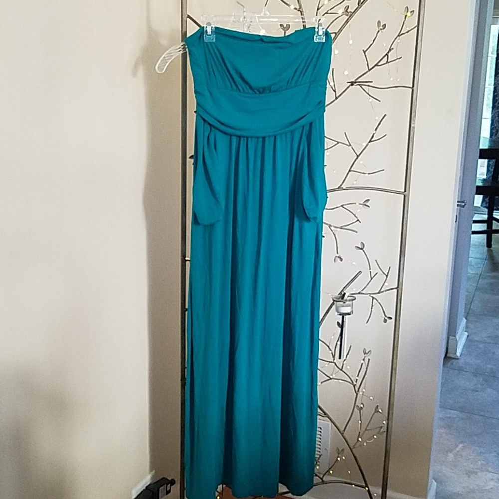 Strapless full length sundress with pockets
